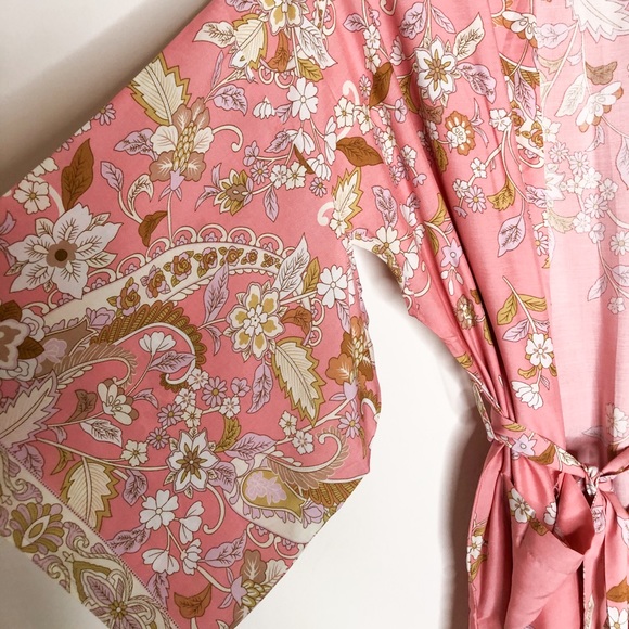 Swimwear cover up pink floral boho kimono - Picture 8 of 8